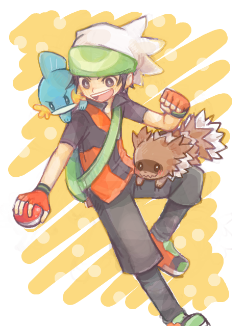 brendan, mudkip, and zigzagoon (pokemon and 1 more) drawn by tsumuki