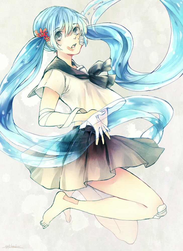 hatsune miku and bottle miku (vocaloid) drawn by yuuji_(yujikazakiri)