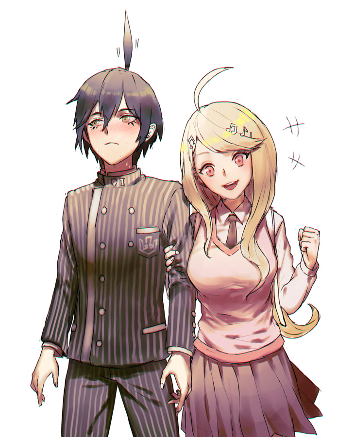 saihara shuichi and akamatsu kaede (danganronpa and 1 more) drawn by kokutan_kitsunen