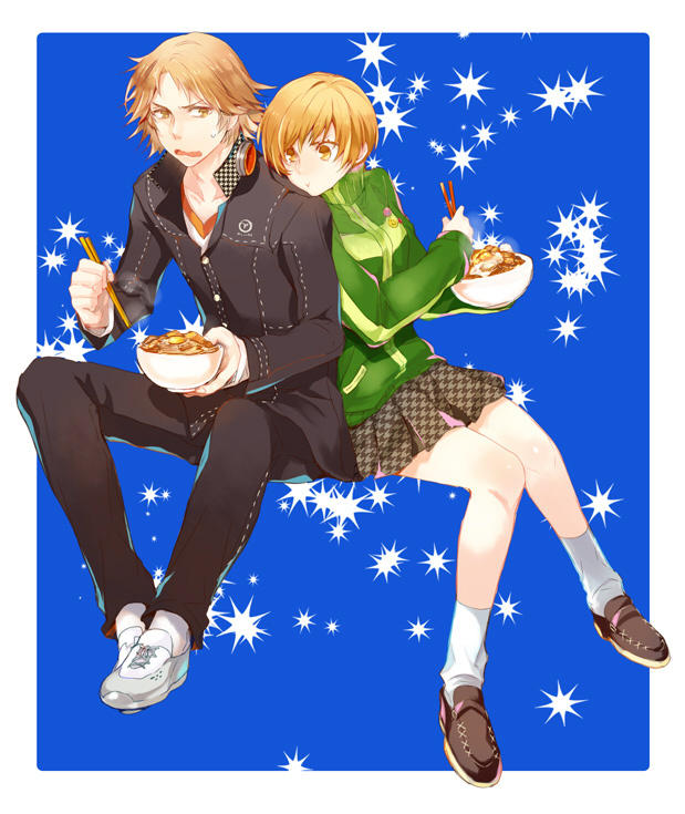 satonaka chie and hanamura yousuke (persona and 1 more) drawn by cotoro56