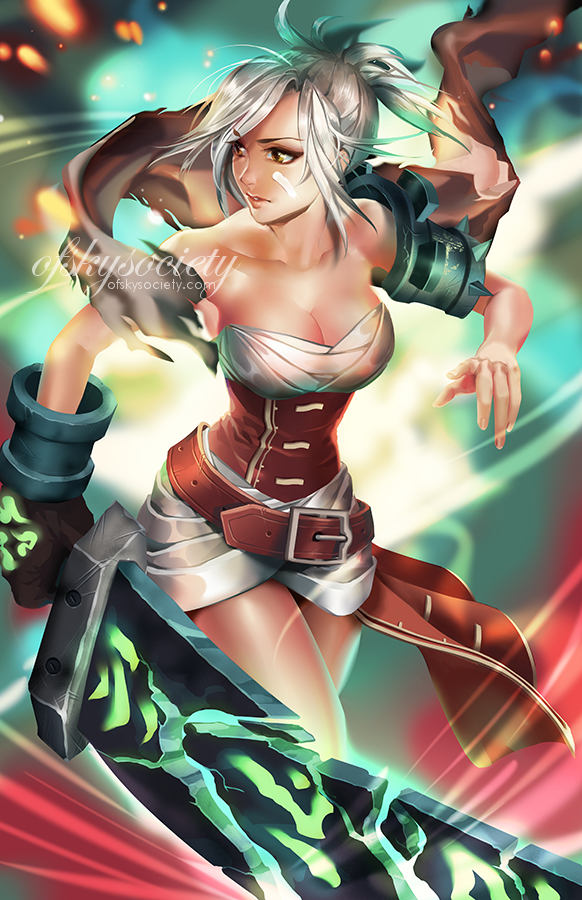 riven (league of legends) drawn by alice_jing