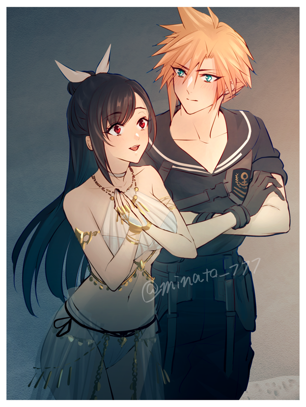 tifa lockhart and cloud strife (final fantasy and 2 more) drawn by minato_(ct_777)