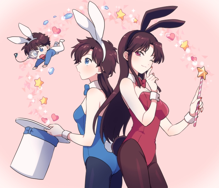 kaitou kid, kuroba kaito, nakamori aoko, and koizumi akako (magic kaito) drawn by akiyoshi_(tama-pete)