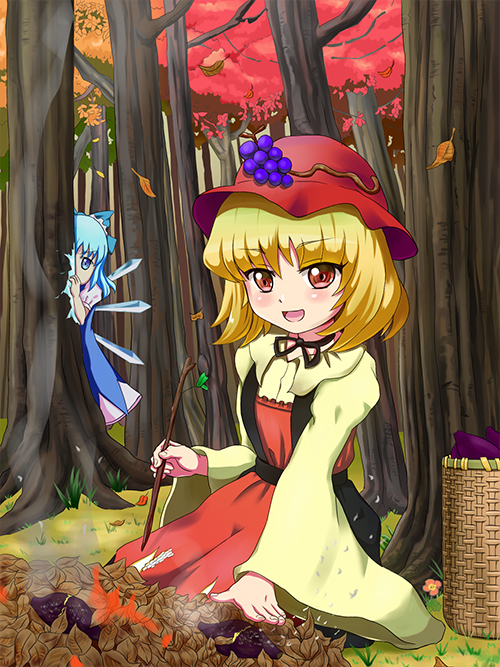 cirno and aki minoriko (touhou) drawn by tonakai_(bunsuka)