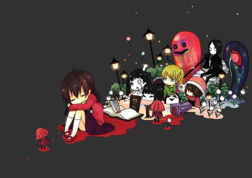 madotsuki, poniko, monoko, uboa, monoe, and 6 more (yume nikki) drawn by katagiri_(mighty_swing)