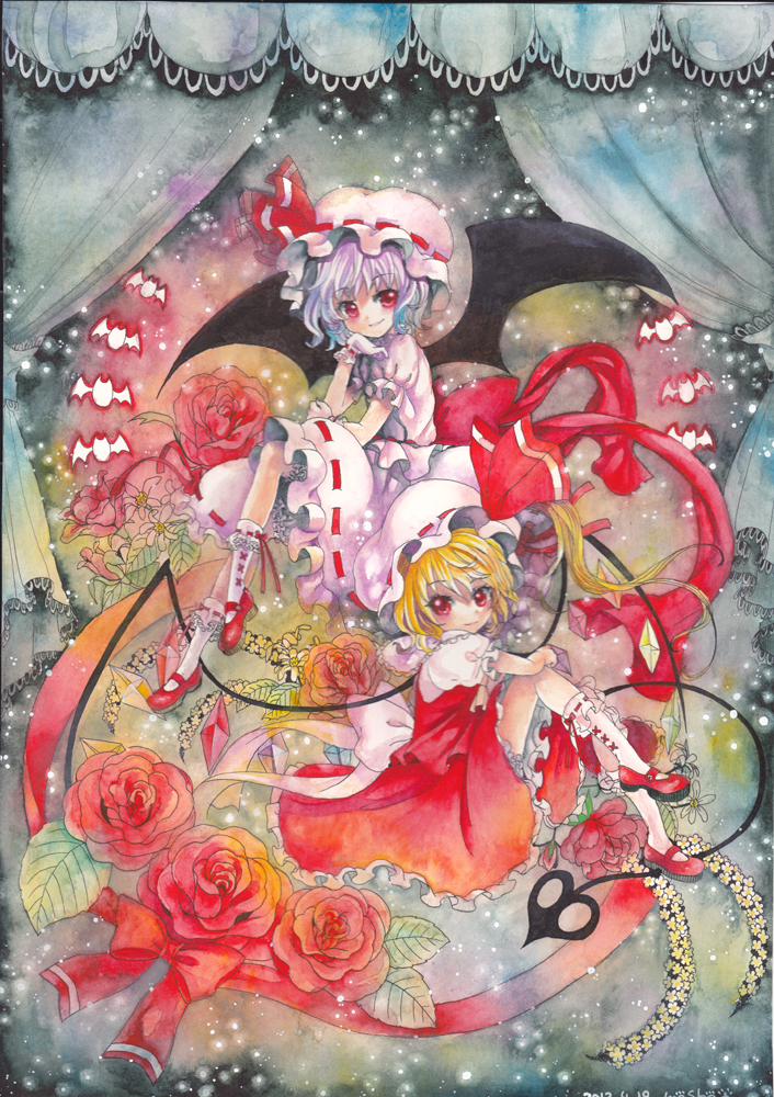 remilia scarlet and flandre scarlet (touhou) drawn by mosho
