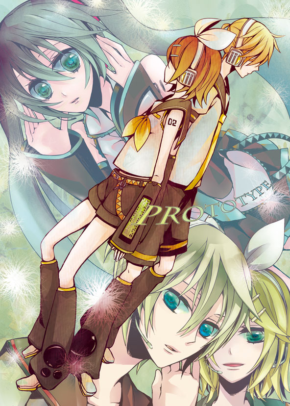 hatsune miku, kagamine rin, and kagamine len (vocaloid) drawn by eruria