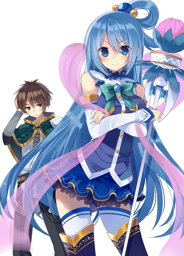 aqua and satou kazuma (kono subarashii sekai ni shukufuku wo!) drawn by mishima_kurone