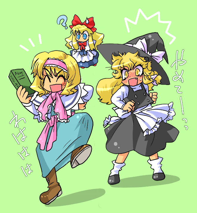 kirisame marisa, alice margatroid, and shanghai doll (touhou) drawn by pista