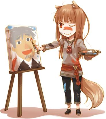 holo and craft lawrence (spice and wolf) drawn by ayakura_juu