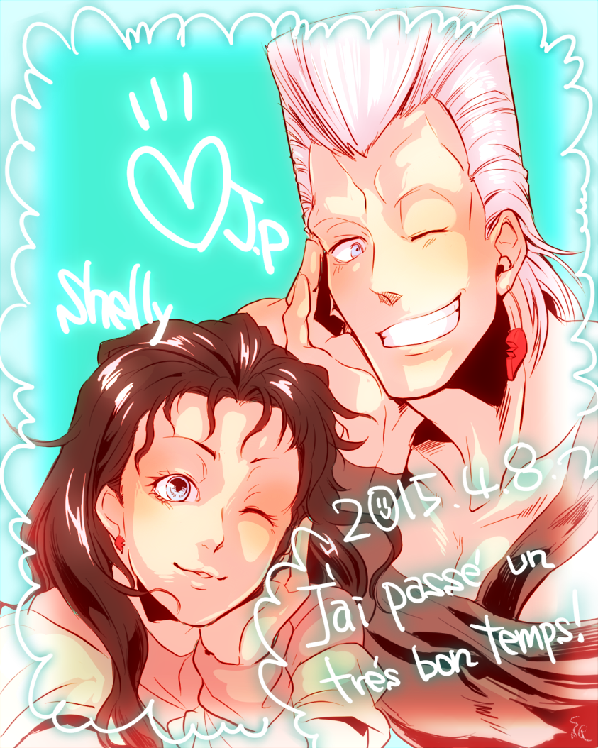 jean pierre polnareff and sherry polnareff (jojo no kimyou na bouken and 1 more) drawn by kamihitoe
