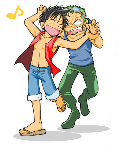 monkey d. luffy and roronoa zoro (one piece) drawn by ryuhayama2014