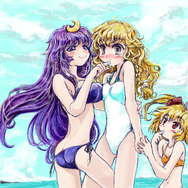 kirisame marisa, flandre scarlet, and patchouli knowledge (touhou) drawn by nanashii_(soregasisan)