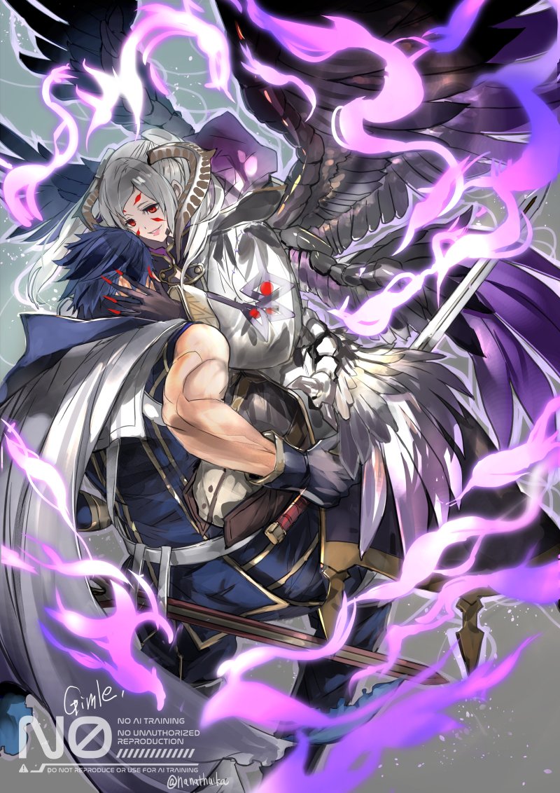 female robin and chrom (fire emblem and 2 more) drawn by nanathuika