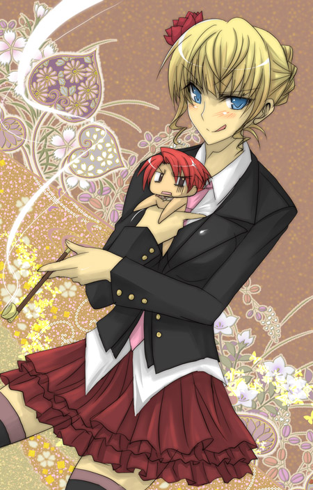 beatrice and ushiromiya battler (umineko no naku koro ni) drawn by isya