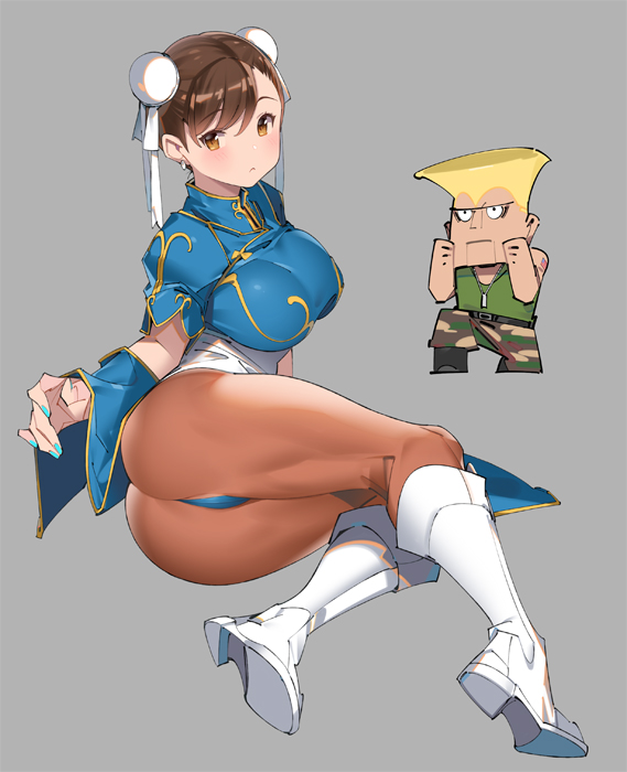 chun-li and guile (street fighter) drawn by popqn