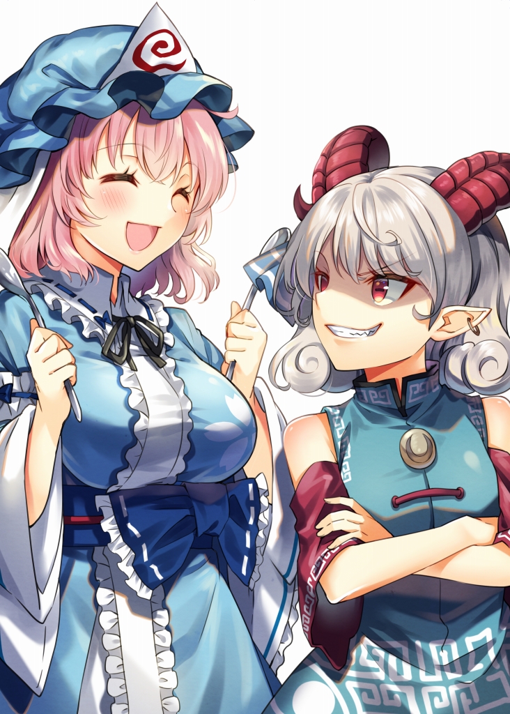 saigyouji yuyuko and toutetsu yuuma (touhou) drawn by kapuchii