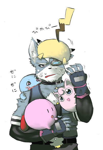 pikachu, kirby, jigglypuff, squirtle, and wolf o'donnell (pokemon and 3 more) drawn by chinami