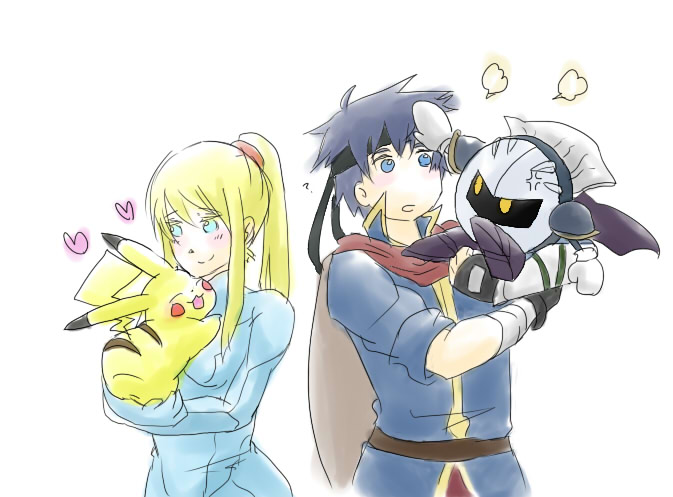 pikachu, samus aran, ike, and meta knight (pokemon and 5 more)
