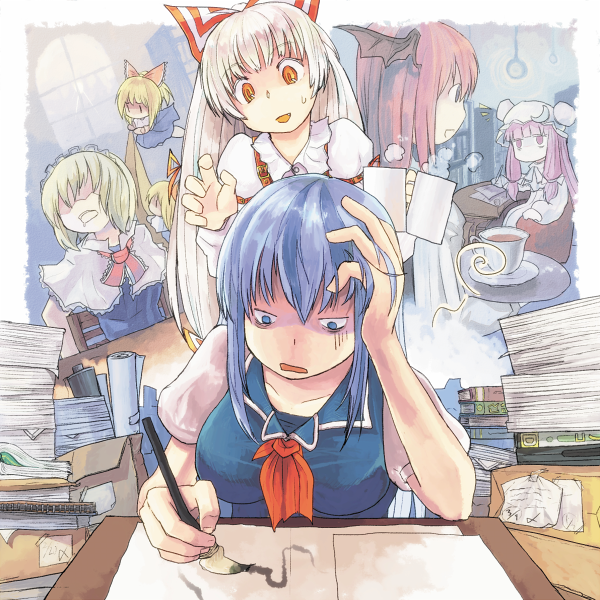 alice margatroid, patchouli knowledge, fujiwara no mokou, kamishirasawa keine, koakuma, and 1 more (touhou) drawn by citolo