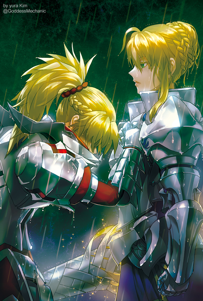 artoria pendragon and mordred (fate and 2 more) drawn by kim_yura_(goddess_mechanic)