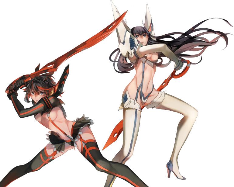 matoi ryuuko, senketsu, kiryuuin satsuki, and junketsu (kill la kill) drawn by allenkung1
