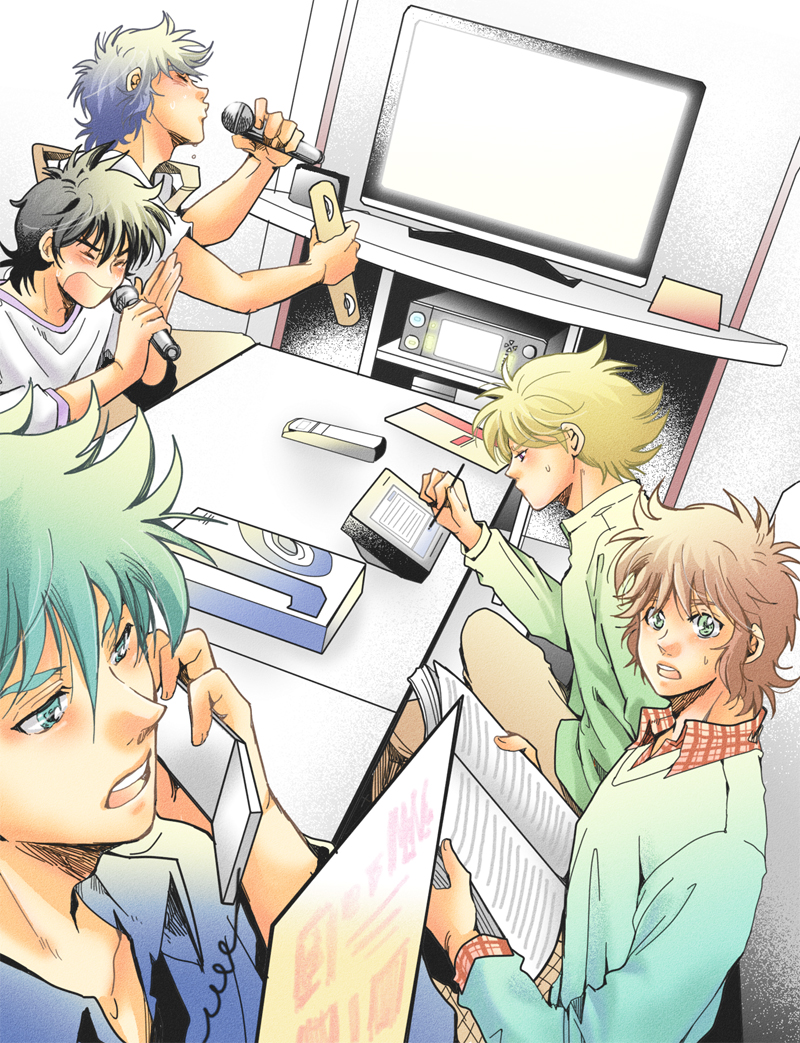 sanada ryou, mouri shin, hashiba touma, date seiji, and shue rei fuan (yoroiden samurai troopers) drawn by hiro_(minorstar)