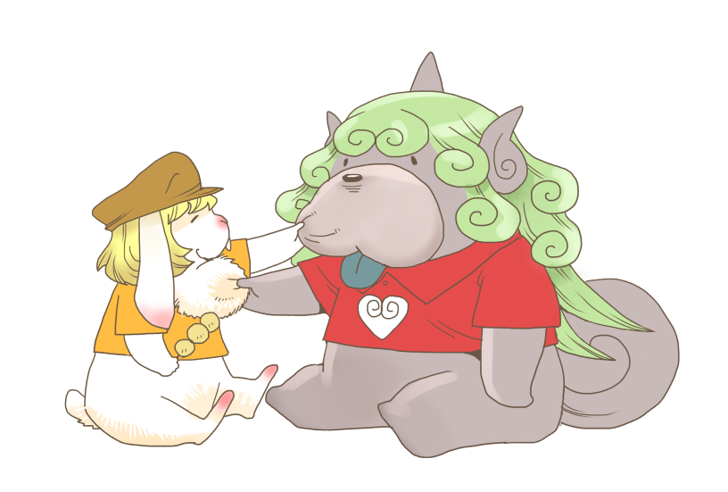 komano aunn and ringo (touhou) drawn by onikobe_rin