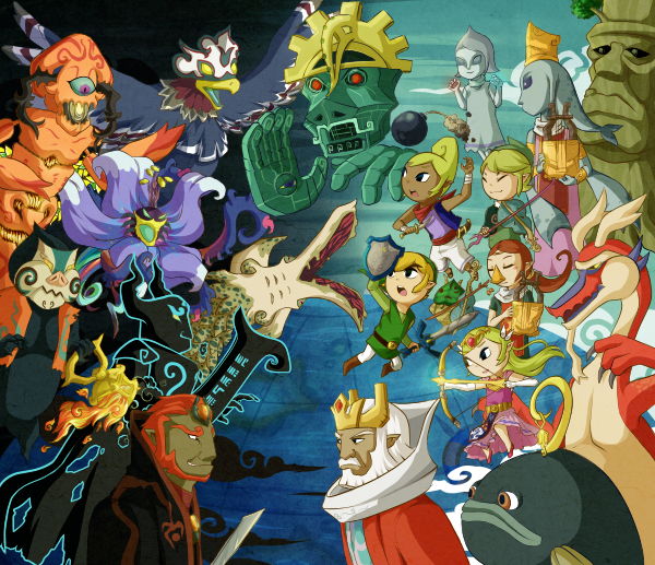 link, princess zelda, toon link, ganondorf, korok, and 18 more (the legend of zelda and 1 more) drawn by snow-bunnii