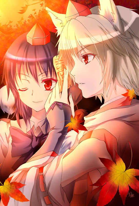 shameimaru aya and inubashiri momiji (touhou) drawn by sen_hisame