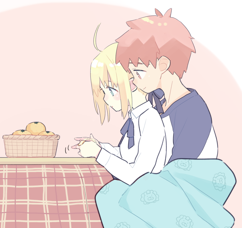 artoria pendragon, saber, and emiya shirou (fate and 1 more) drawn by 87banana