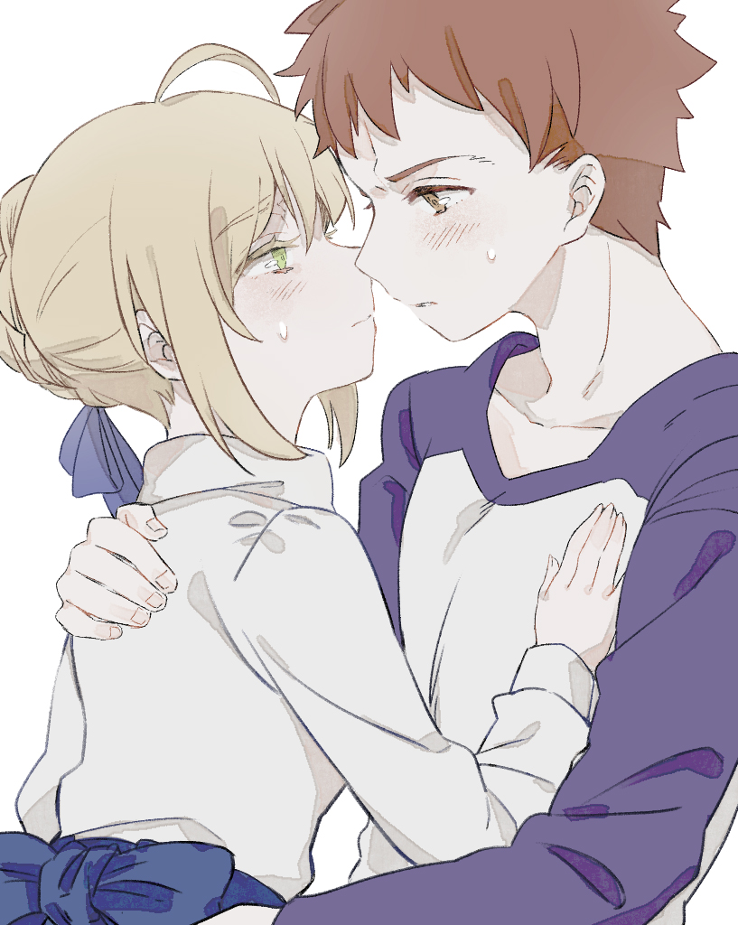 artoria pendragon, saber, and emiya shirou (fate and 1 more) drawn by suzuakks