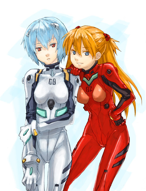 souryuu asuka langley and ayanami rei (neon genesis evangelion) drawn by fukutarou_(enji127)