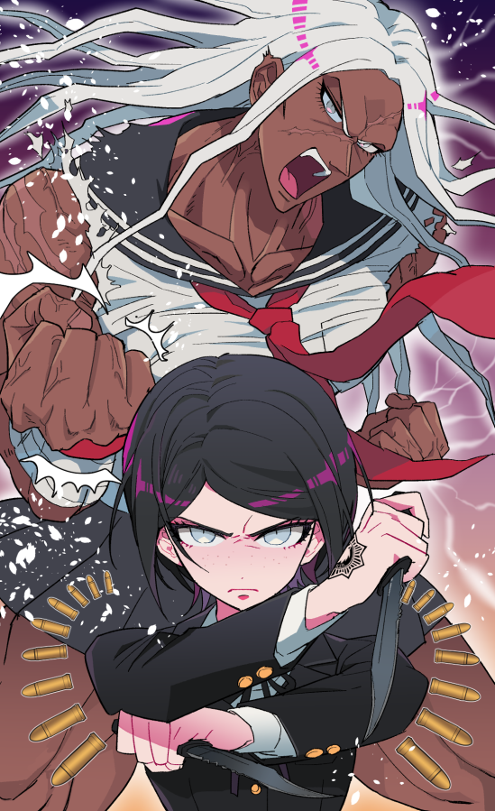 ikusaba mukuro and ogami sakura (danganronpa and 1 more) drawn by nabu_(d4ng4nn6bu12)