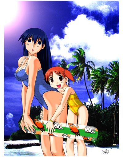 mihama chiyo and sakaki (azumanga daioh) drawn by miyanose_you