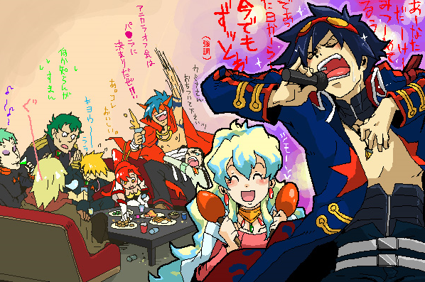 yoko littner, nia teppelin, simon, kamina, viral, and 4 more (tengen toppa gurren lagann)