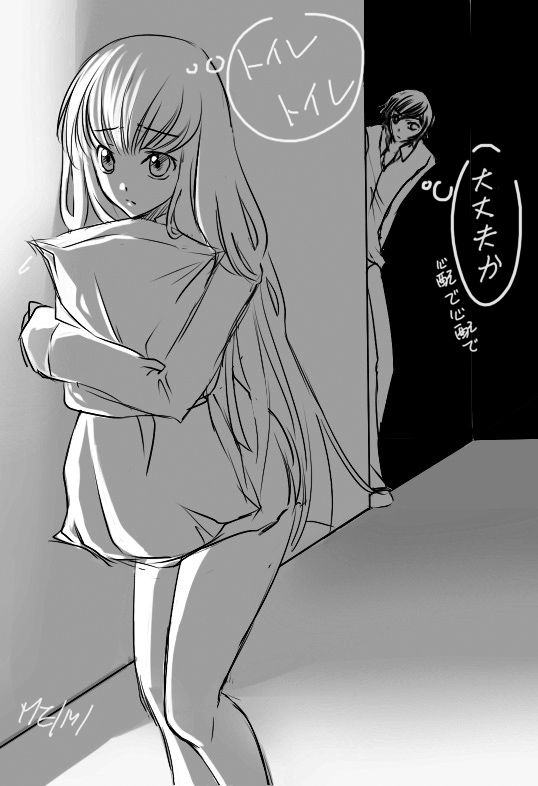 c.c. and lelouch vi britannia (code geass) drawn by meimi_k