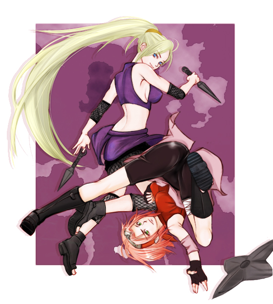 haruno sakura and yamanaka ino (naruto) drawn by karasumaplus