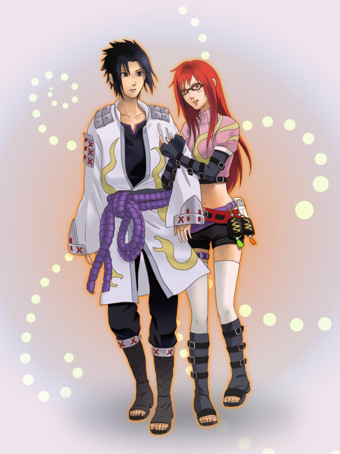 uchiha sasuke and karin (naruto and 2 more) drawn by iruko1120
