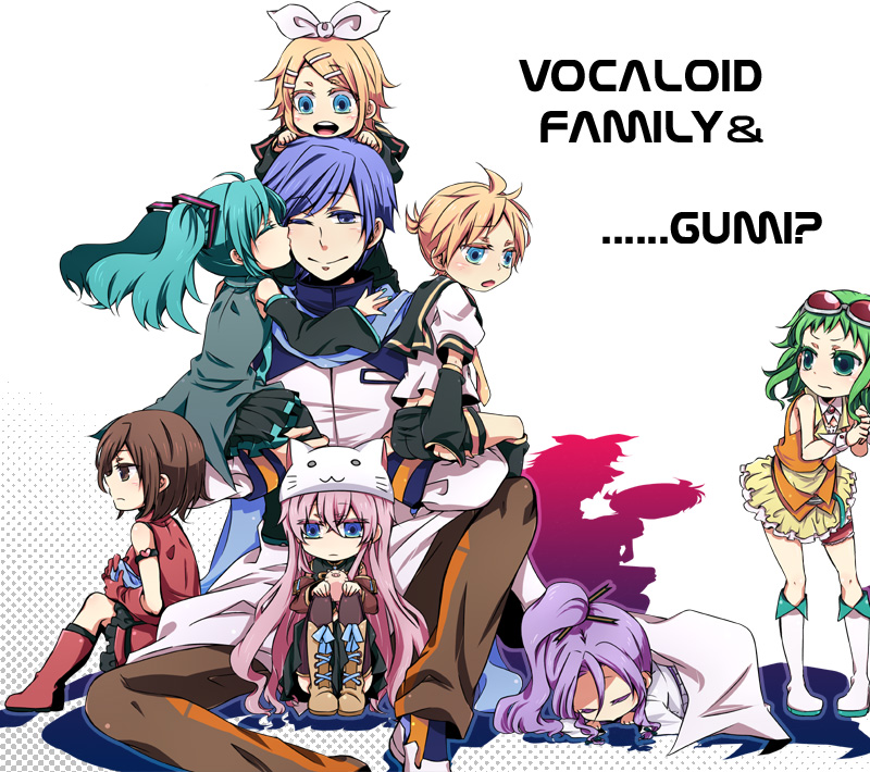hatsune miku, kagamine rin, kagamine len, megurine luka, kaito, and 3 more (vocaloid and 1 more) drawn by asaki_(pixiv32096)