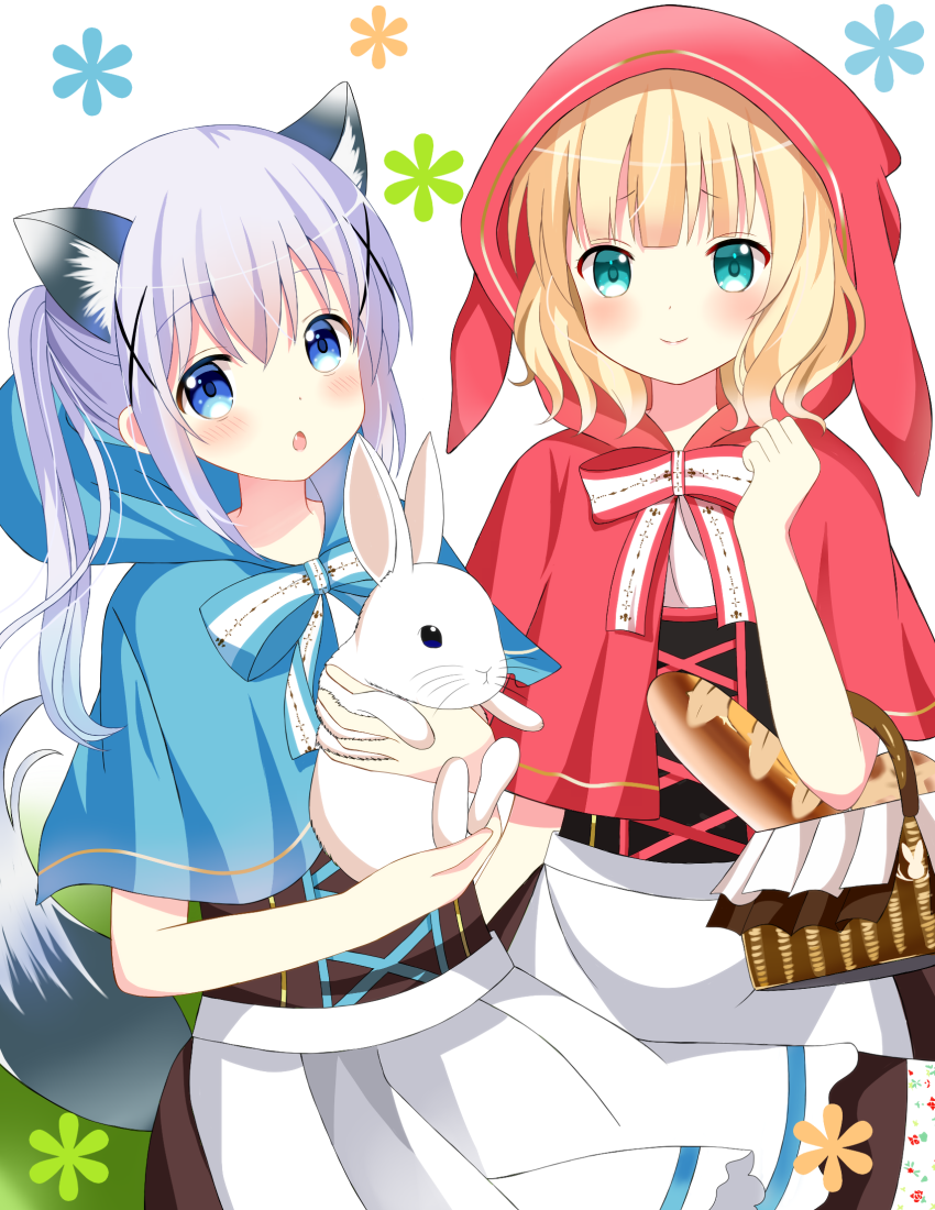 kafuu chino, kirima syaro, and little red riding hood (gochuumon wa usagi desu ka? and 1 more) drawn by ryoutan