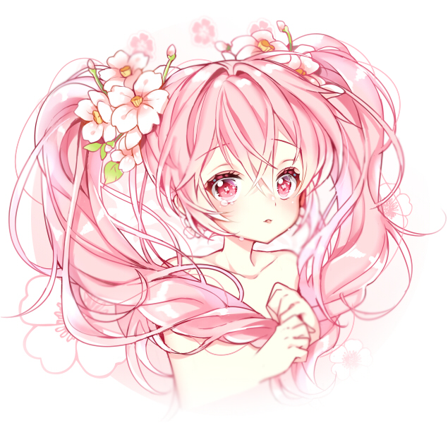 hatsune miku and sakura miku (vocaloid) drawn by pingo