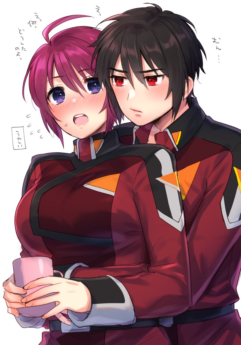 lunamaria hawke and shinn asuka (gundam and 2 more) drawn by momo_uzura
