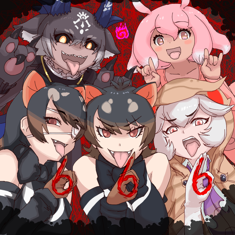 debidebi debiru, australian devil, tasmanian devil, japanese pancake devilfish, baweng satanic leaf gecko, and 1 more (nijisanji and 2 more) drawn by kusamogura