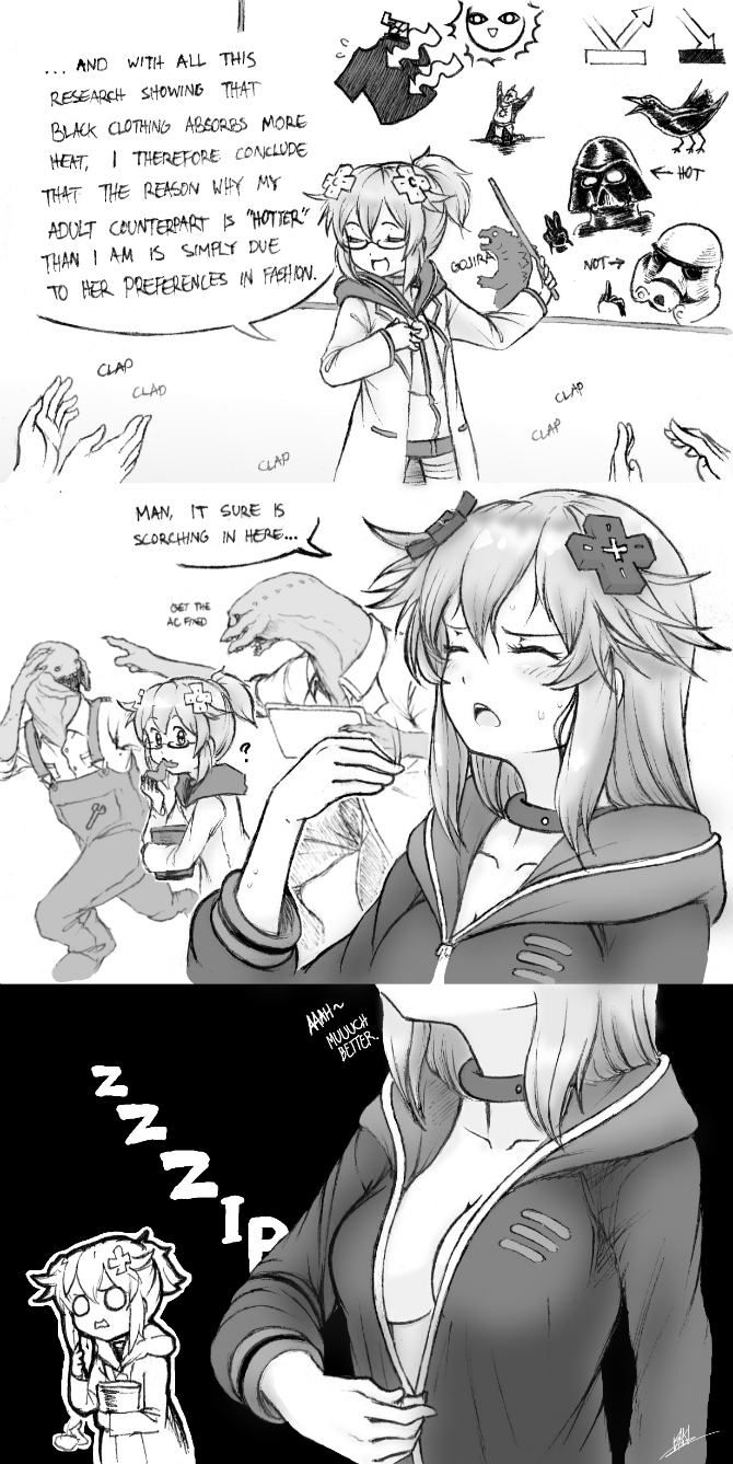 neptune, godzilla, adult neptune, darth vader, and solaire of astora (neptune and 6 more) drawn by isaki_tanaka