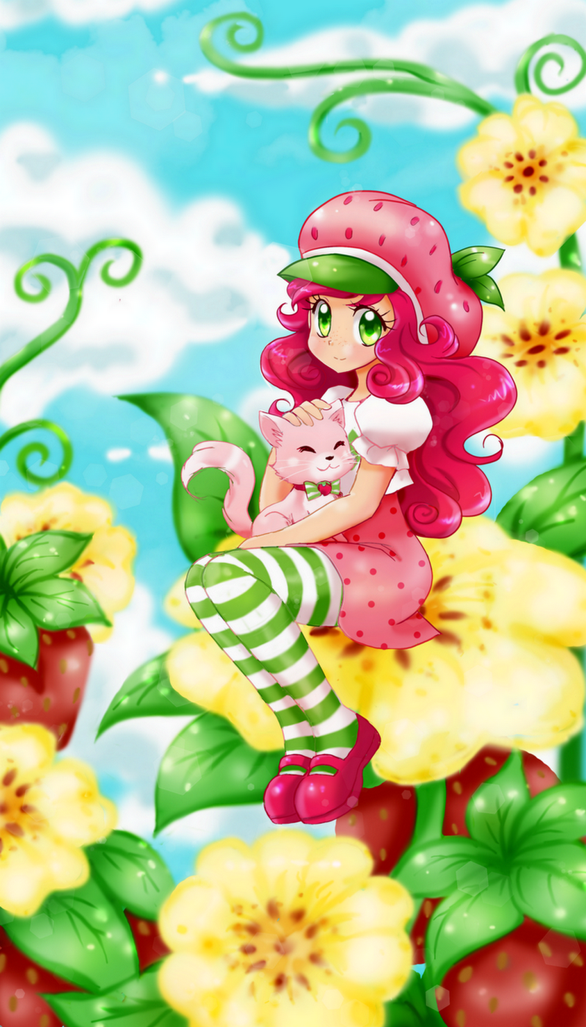 strawberry shortcake and custard (strawberry shortcake) drawn by chikorita85