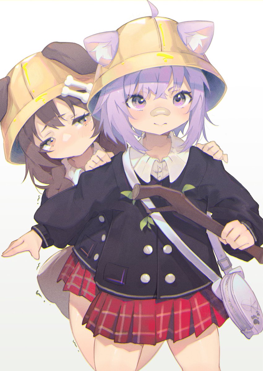 nekomata okayu and inugami korone (hololive) drawn by shika002