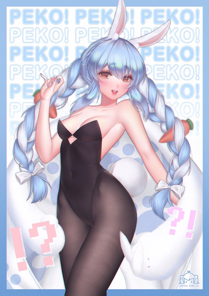 usada pekora and don-chan (hololive) drawn by sophia_vera_lu