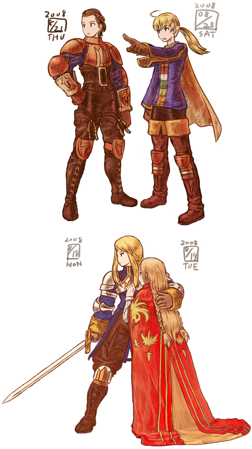 agrias oaks, ramza beoulve, ovelia atkascha, and delita heiral (final fantasy and 1 more) drawn by ikeda_(cpt)