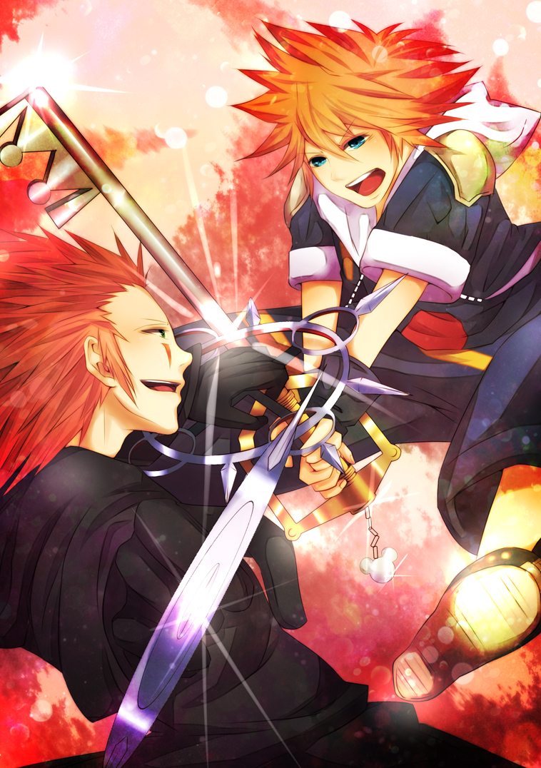 sora and axel (kingdom hearts and 1 more) drawn by pecotank
